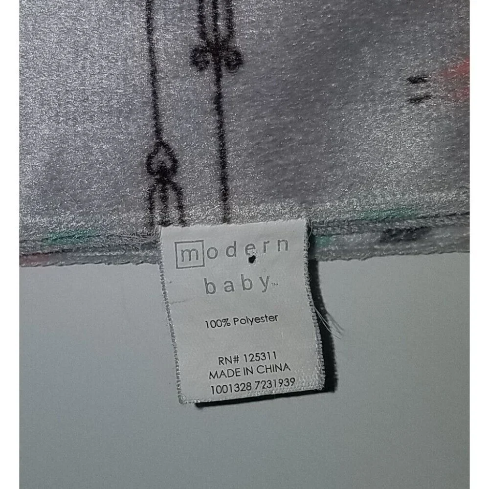 Modern Baby Fleece Reversible Blanket Lovey Fox Arrow Pink Gray Wavey Stripes